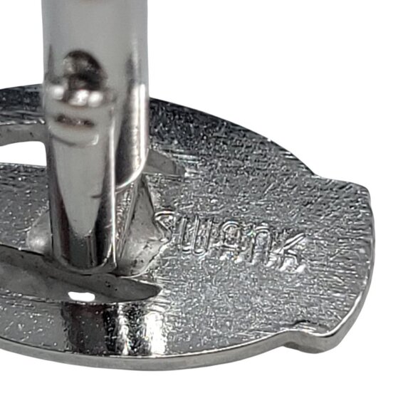 Vintage Swank Silver Tone Cufflinks With Blue Gemstone - Picture 2 of 12